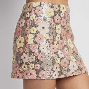 Loft Floral Sequin Mini Skirt